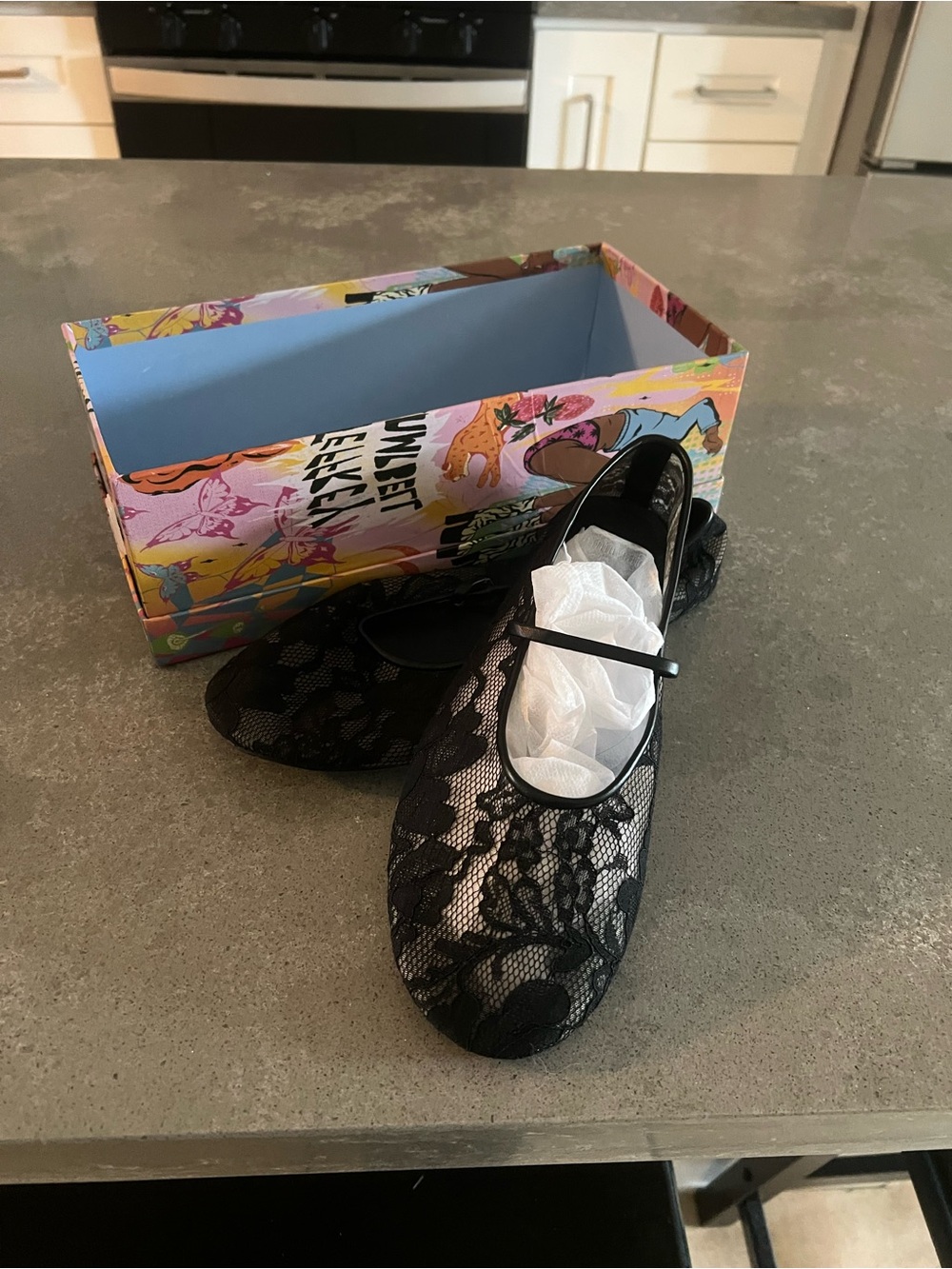 Jeffrey Campbell Black Lace Mary Jane Flats
